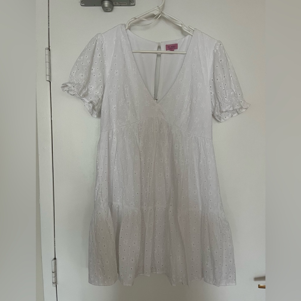NWOT Francesca’s White Eyelet Babydoll Mini Dress